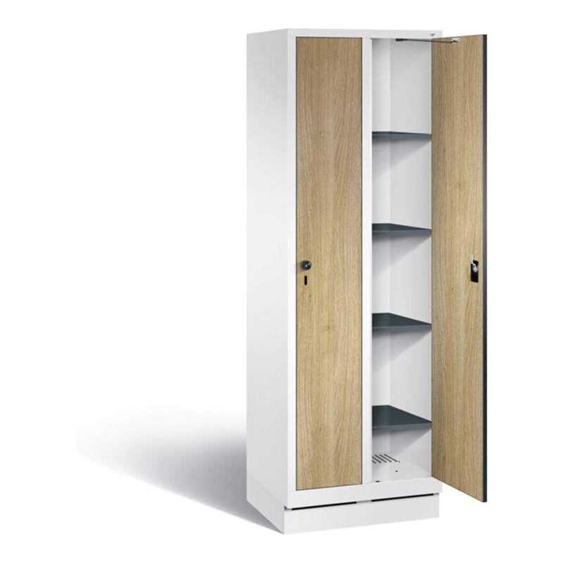 C+P Wäsche-Spind Evolo, H1800xB610xT500mm, Front Dekor Eiche Sereno, Korpus Verkehrsweiß (48020-20B)