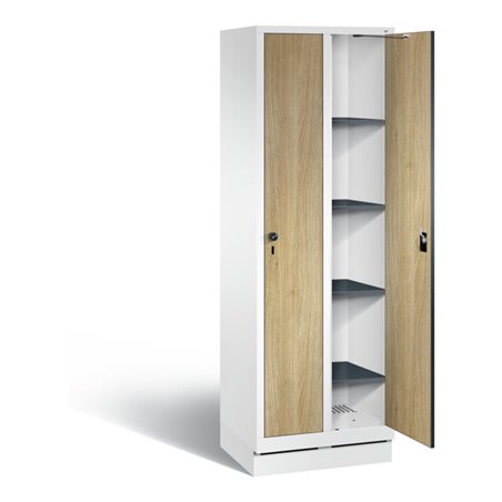 C+P Wäsche-Spind Evolo, H1800xB610xT500mm, Front Dekor Eiche Sereno, Korpus Verkehrsweiß (48020-20B)