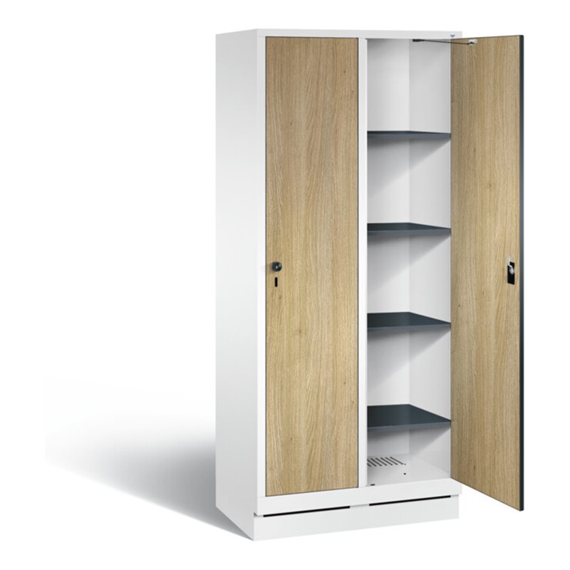 C+P Wäsche-Spind Evolo, H1800xB810xT500mm, Front Dekor Eiche Sereno, Korpus Verkehrsweiß (48020-22B)