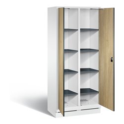 C+P Wäsche-Spind Evolo, H1800xB810xT500mm, Front Dekor Eiche Sereno, Korpus Verkehrsweiß (48022-22B)