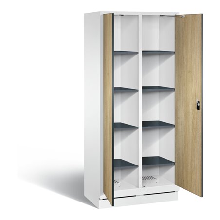 C+P Wäsche-Spind Evolo, H1800xB810xT500mm, Front Dekor Eiche Sereno, Korpus Verkehrsweiß (48022-22B)