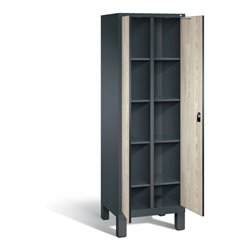 C+P Wäsche-Spind Evolo, H1850xB610xT500mm, Front Dekor Sen-Esche, Korpus Anthrazitgrau (48012-20B)