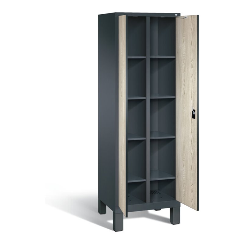 C+P Wäsche-Spind Evolo, H1850xB610xT500mm, Front Dekor Sen-Esche, Korpus Anthrazitgrau (48012-20B)