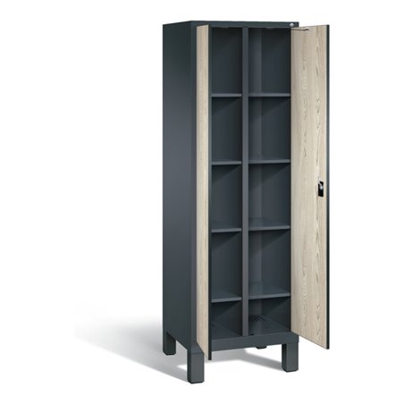 C+P Wäsche-Spind Evolo, H1850xB610xT500mm, Front Dekor Sen-Esche, Korpus Anthrazitgrau (48012-20B)