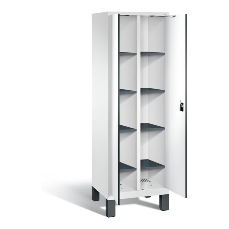 C+P Wäsche-Spind Evolo, H1850xB610xT500mm, Front Dekor Weiß, Korpus Verkehrsweiß (48012-20B)