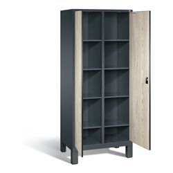 C+P Wäsche-Spind Evolo, H1850xB810xT500mm, Front Dekor Sen-Esche, Korpus Anthrazitgrau (48012-22B)