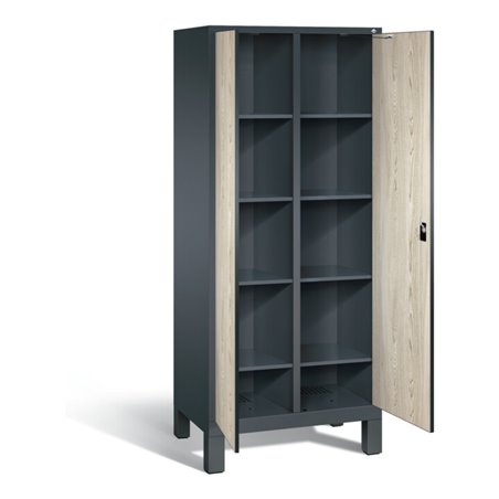 C+P Wäsche-Spind Evolo, H1850xB810xT500mm, Front Dekor Sen-Esche, Korpus Anthrazitgrau (48012-22B)