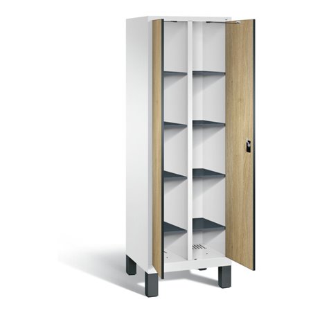 C+P Wäsche-Spind Evolo, H1850xB610xT500mm, Front Dekor Eiche Sereno, Korpus Verkehrsweiß (48012-20B)