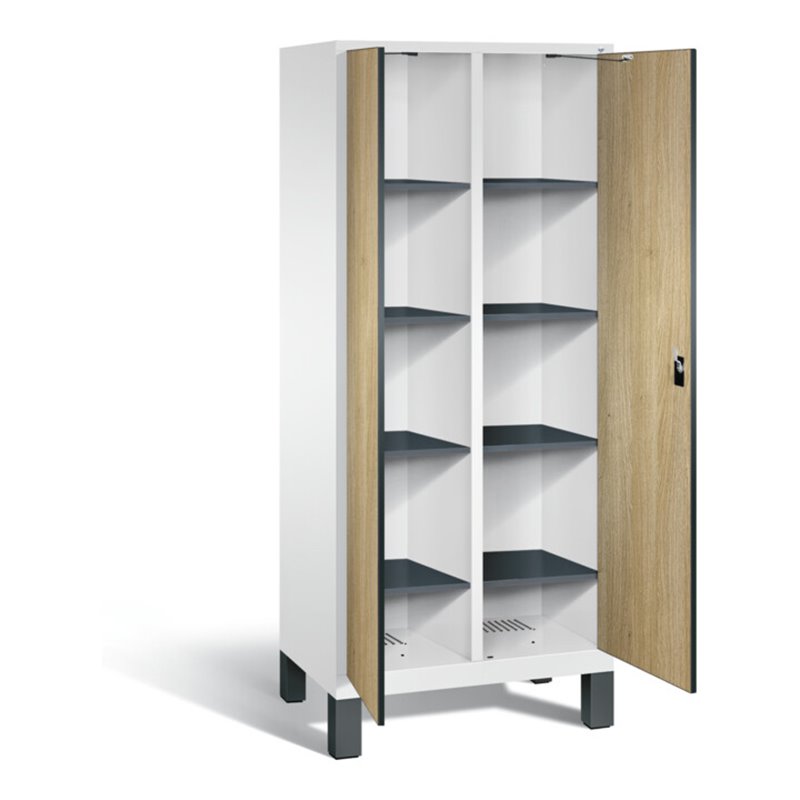 C+P Wäsche-Spind Evolo, H1850xB810xT500mm, Front Dekor Eiche Sereno, Korpus Verkehrsweiß (48012-22B)