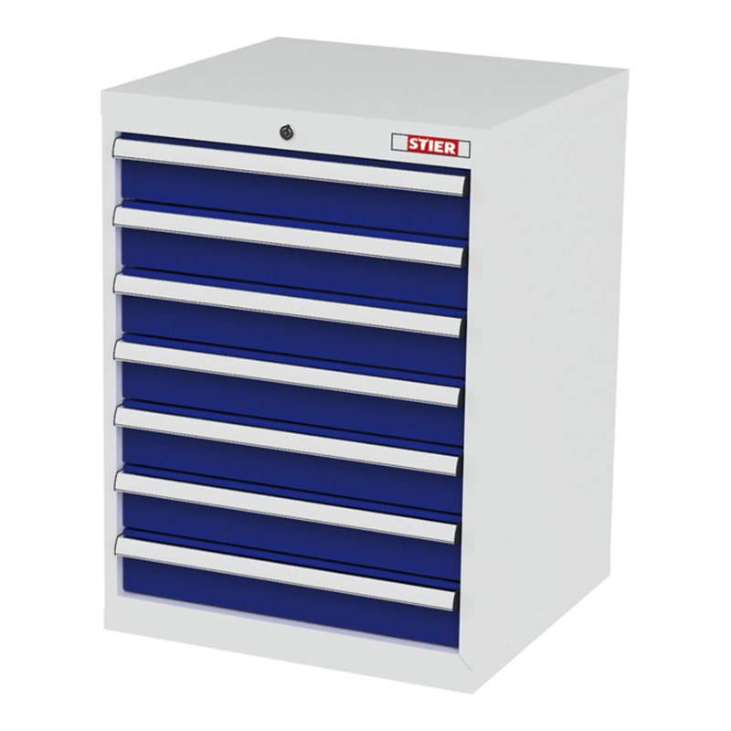STIER Schubladenschrank mit 7 Schubladen BxTxH 600x575x820 mm RAL 7035 / RAL 5010