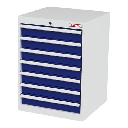 STIER Schubladenschrank mit 7 Schubladen BxTxH 600x575x820 mm RAL 7035 / RAL 5010