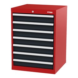 STIER Schubladenschrank mit 7 Schubladen BxTxH 600x575x820 mm RAL 3020 / RAL 7016