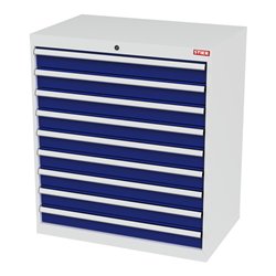 STIER Schubladenschrank mit 9 Schubladen BxTxH 900x575x1020 mm RAL 7035 / RAL 5010