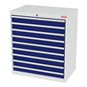 STIER Schubladenschrank mit 9 Schubladen BxTxH 900x575x1020 mm RAL 7035 / RAL 5010