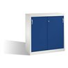 C+P Sideboard mit Schiebetüren Acurado, H1200xB1200xT500mm, Front Enzianblau, Korpus Lichtgrau