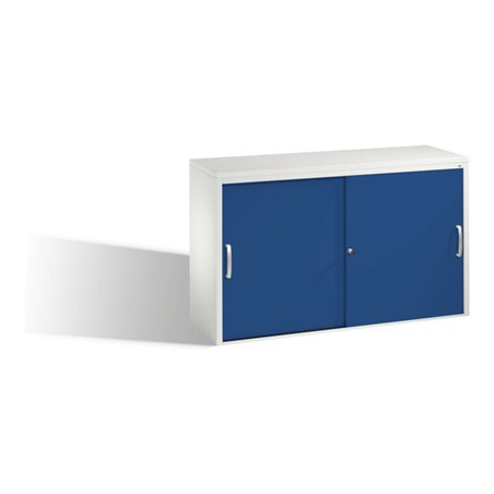C+P Sideboard mit Schiebetüren Acurado, H720xB1200xT400mm, Front Enzianblau, Korpus Lichtgrau