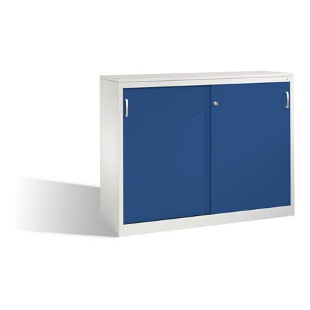 C+P Sideboard mit Schiebetüren Acurado, H1200xB1600xT500mm, Front Enzianblau, Korpus Lichtgrau