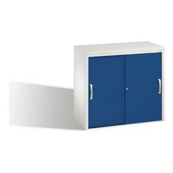 C+P Sideboard mit Schiebetüren Acurado, H720xB800xT400mm, Front Enzianblau, Korpus Lichtgrau