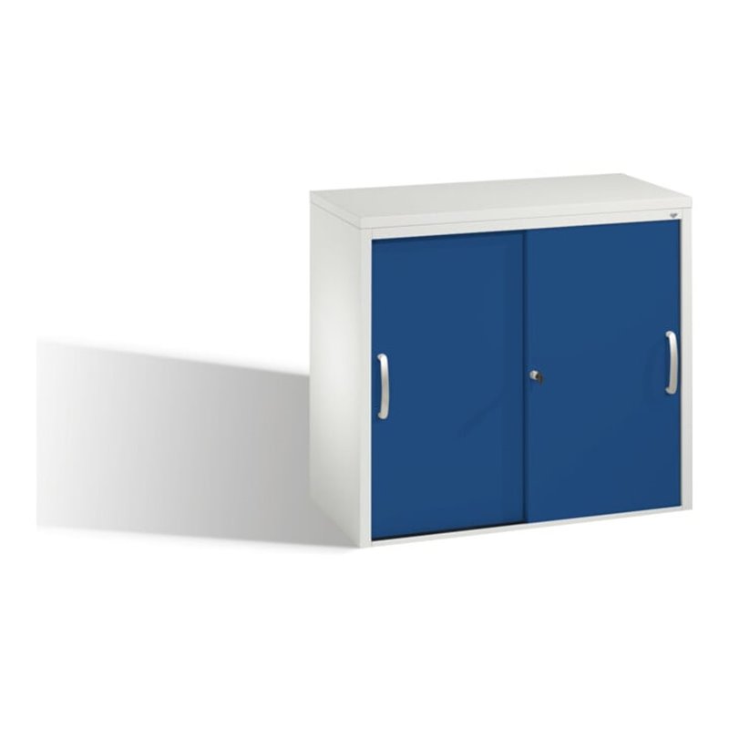 C+P Sideboard mit Schiebetüren Acurado, H720xB800xT400mm, Front Enzianblau, Korpus Lichtgrau