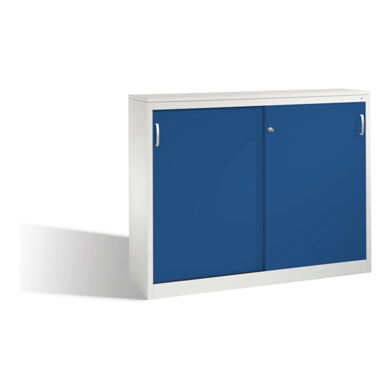 C+P Sideboard mit Schiebetüren Acurado, H1200xB1600xT400mm, Front Enzianblau, Korpus Lichtgrau