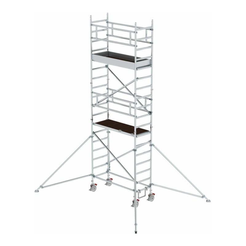 MUNK Aluminium-Rollgerüst mit Fahrbalken, Plattformen im 2m Abstand