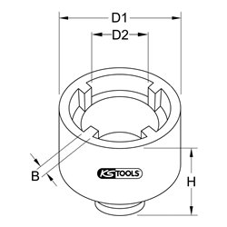 KS Tools 1/2 Zoll Nutmutter KM6, Zapfen innenliegend