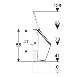 Geberit Urinal Renova S m De., Ab. hi o u, Zul. hi., we. K-Tect