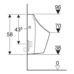 Geberit Urinal Renova M Abg. hi. o. unt, Zul. hi., weiß KeraTect