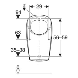 Geberit Urinal Renova L Abg. hi. oder unten, Zulauf hinten, weiß
