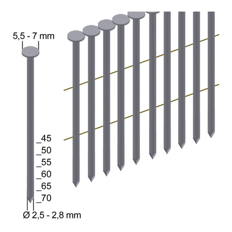 Prebena Coilnägel CNW25/65BK blank Länge 65 mm