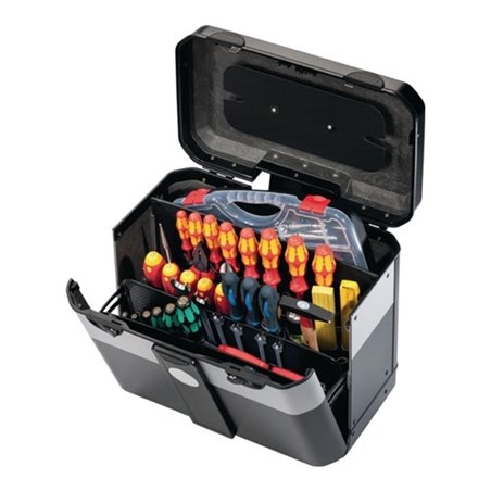 Werkzeugkoffer 450x260x385mm rollbar m. genähten Einsteckf. Klappversion