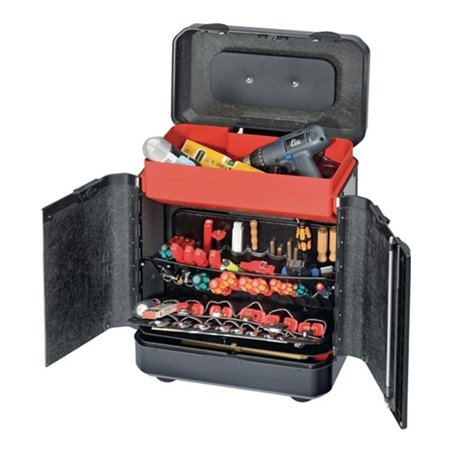 Werkzeugkoffer 450x260x550mm rollbar m. genähten Werkzeugt. Türenversion