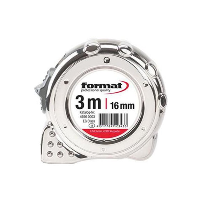 Taschenbandmaß 8m x 25mm verchr. FORMAT