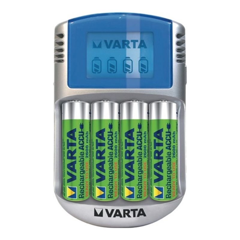 Varta Akkuladegerät LCD Charger f.4 Akkus 4xAA 2600 mAh,12V Adapter,USB Kab.