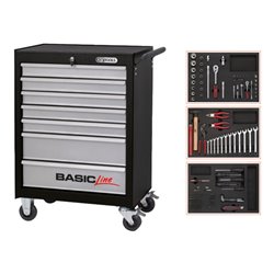 KS Tools BASICline Werkstattwagen-Satz, 7 Schubladen, 174-teilig