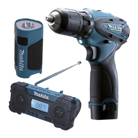 Makita Akku-Bohrschrauber DK1488 (DF330D inklusive Lampe ML100 und Akku-Radio MR051)
