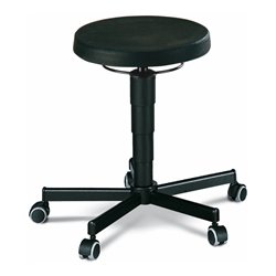 bimos Drehhocker mit Rollen PU-Schaum schwarz Sitzhöhe 460-630 mm