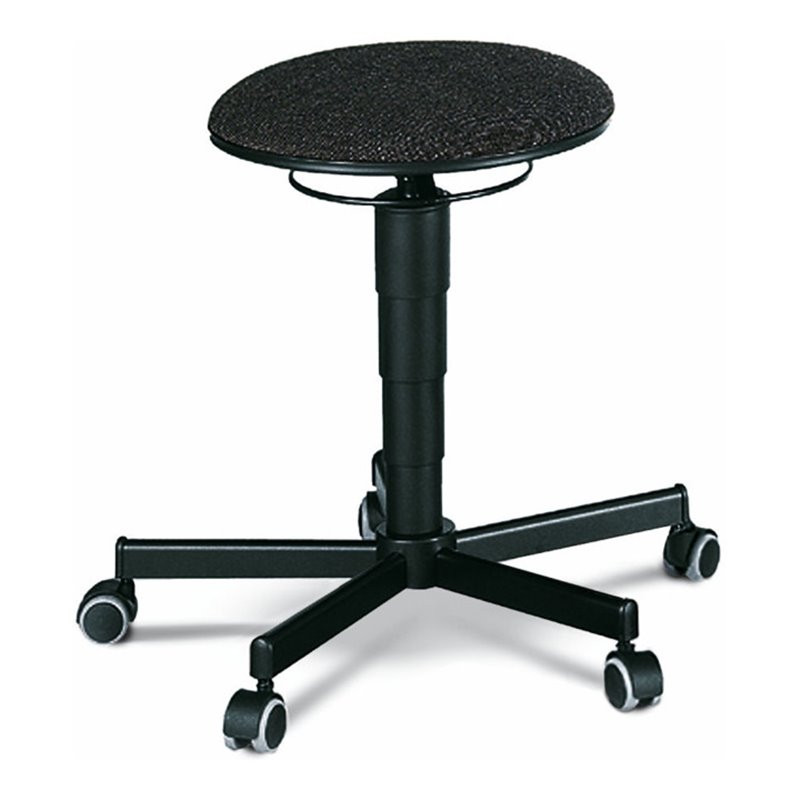 bimos Drehhocker mit Rollen Stoff schwarz Sitzhöhe 460-630 mm