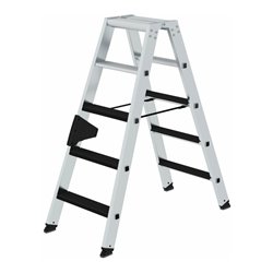 MUNK Aluminium-Stufenstehleiter beidseitig begehbar mit clip-step