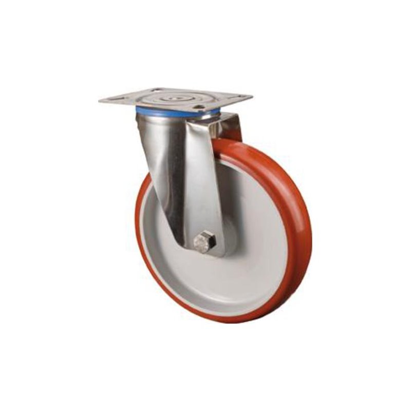 Lenkr. Polyure./EdelstahlRad-d 80 mm,100 Kg Tragf.