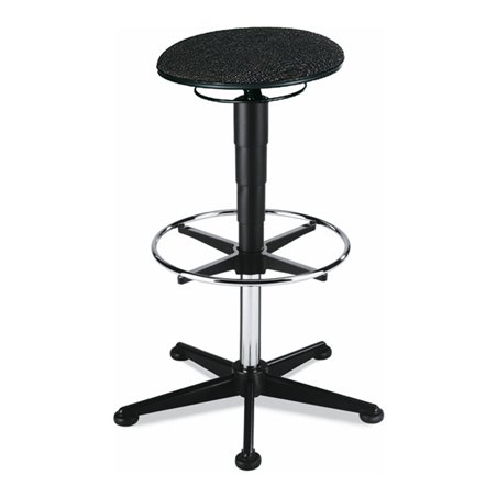 bimos Drehhocker mit Gleiter und Fußring Stoff schwarz Sitzhöhe 580-850 mm