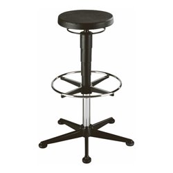 bimos Drehhocker mit Gleiter und Fußring PU-Schaum schwarz Sitzhöhe 580-850 mm