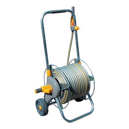 Hozelock Tricoflex Schlauchwagen Metall mit 30m Schlauch und Spritzdüse,Anschlüssen