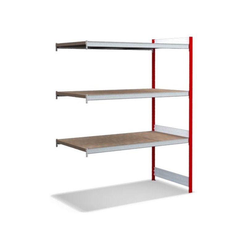 Bito Großfachregal, Anbaufeld Set, Spanplatten, 350kg, 3 Ebenen, RAL 3000 Feuerrot