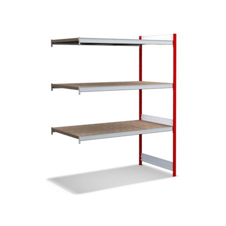 Bito Großfachregal, Anbaufeld Set, Spanplatten, 350kg, 3 Ebenen, RAL 3000 Feuerrot