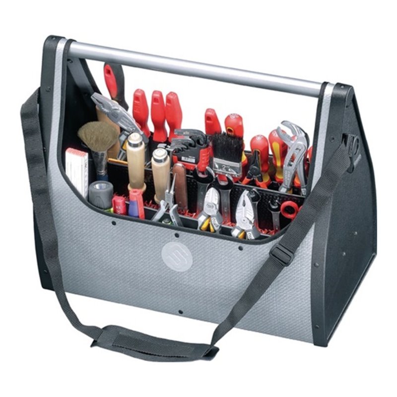 Werkzeugtasche B.495xT.250xH.395mm m.Tragestange silber 2xCP-7Halter D.11mm+26mm