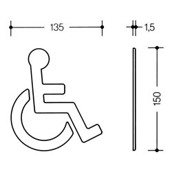 HEWI Symbol Barrierefrei 710XA.150.3 VA Farb-Nr.XA B.135mm H.150mm S.1,5mm