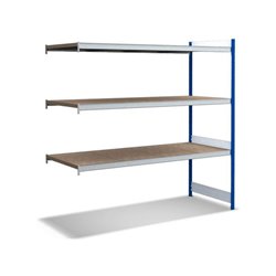 Bito Großfachregal, Anbaufeld Set, Spanplatten, 350kg, 3 Ebenen, RAL 5010 Enzianblau