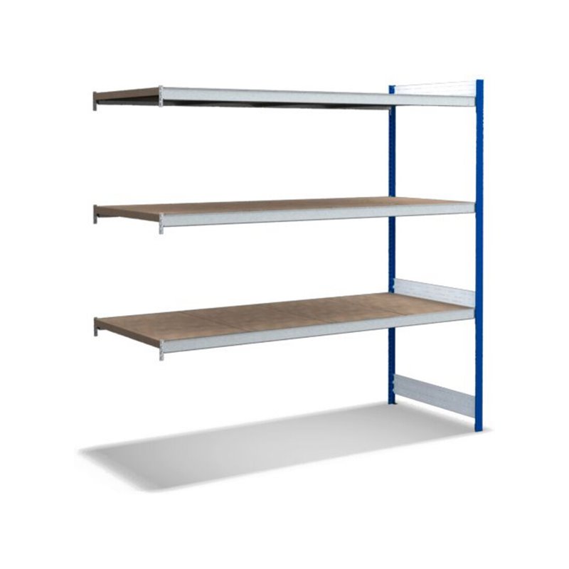 Bito Großfachregal, Anbaufeld Set, Spanplatten, 350kg, 3 Ebenen, RAL 5010 Enzianblau