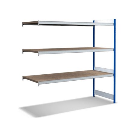 Bito Großfachregal, Anbaufeld Set, Spanplatten, 350kg, 3 Ebenen, RAL 5010 Enzianblau